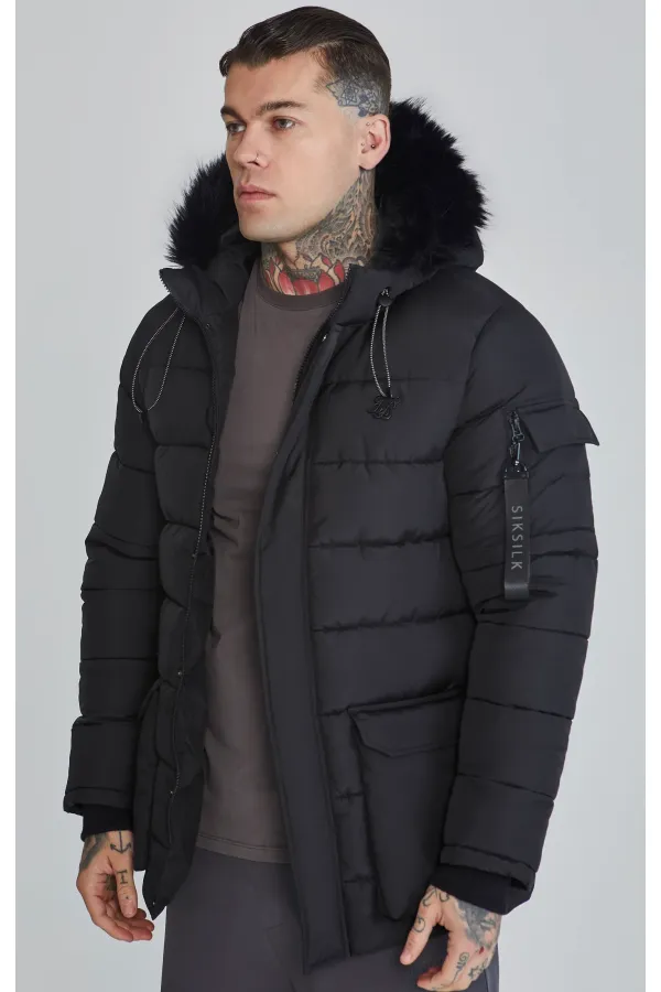 Téli kabát SIKSILK Expedition Parka black