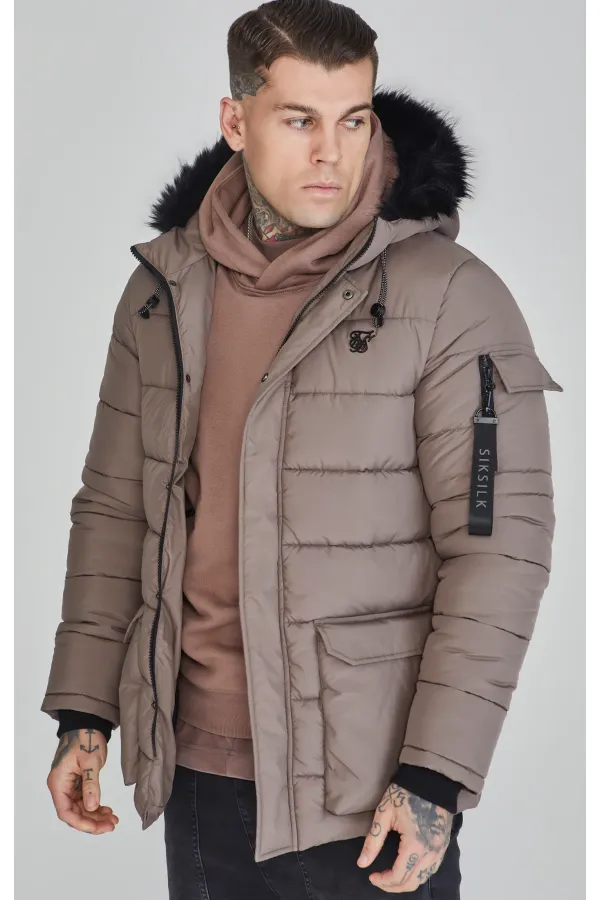 Téli kabát SIKSILK Expedition Parka beige