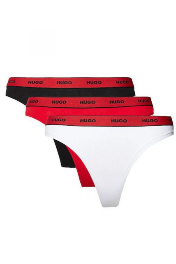 Tanga HUGO 3-pack Thong Stripe black/white/red